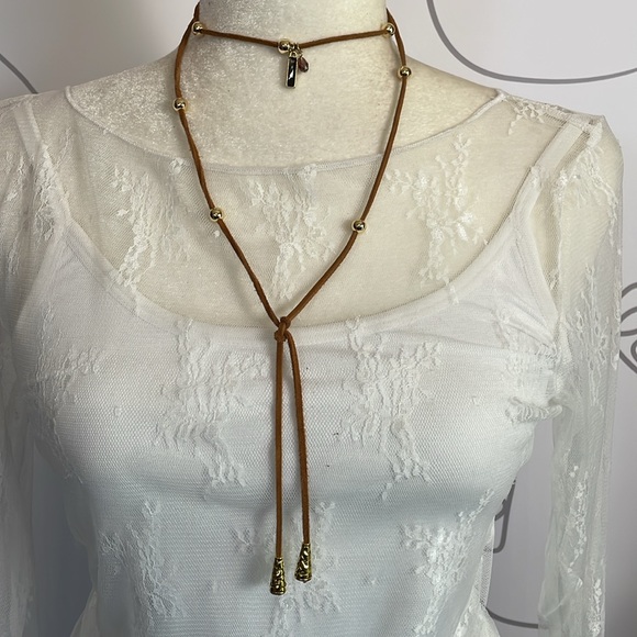 Handmade Suede Lariat Beaded Necklace-Various Colors - Picture 12 of 13